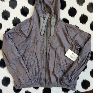 NWT Zyia Gray Hoodie Drawstring Light Windbreaker